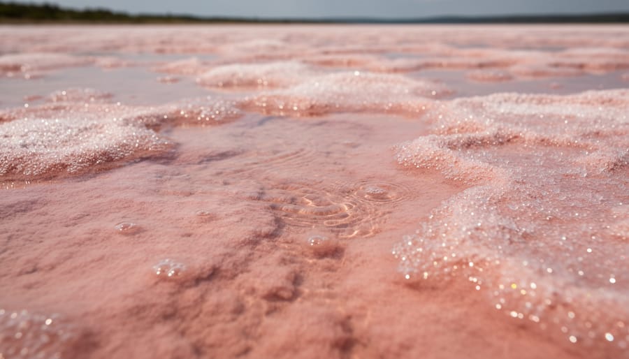 Close-up of pink algae and salt on the surface of a Western Australian pink lake